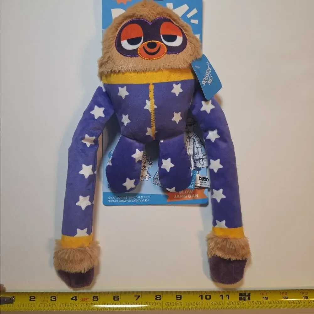 BARK Dog Toy Slow Jams Dan Squeaky Crinkle Fetch Pajama Sloth All Dog Sizes